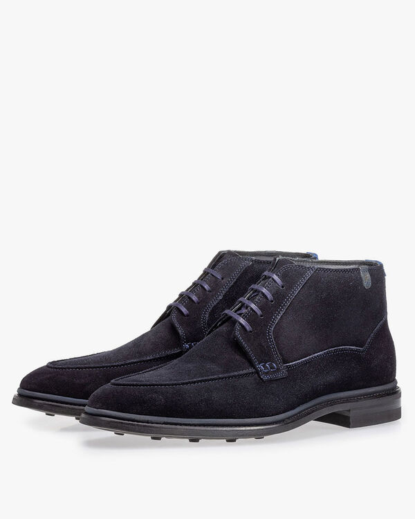 Schn&uuml;rstiefel blau Wildleder