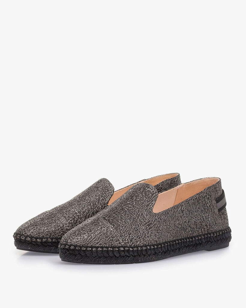Schwarze Espadrilles Metallic-Print