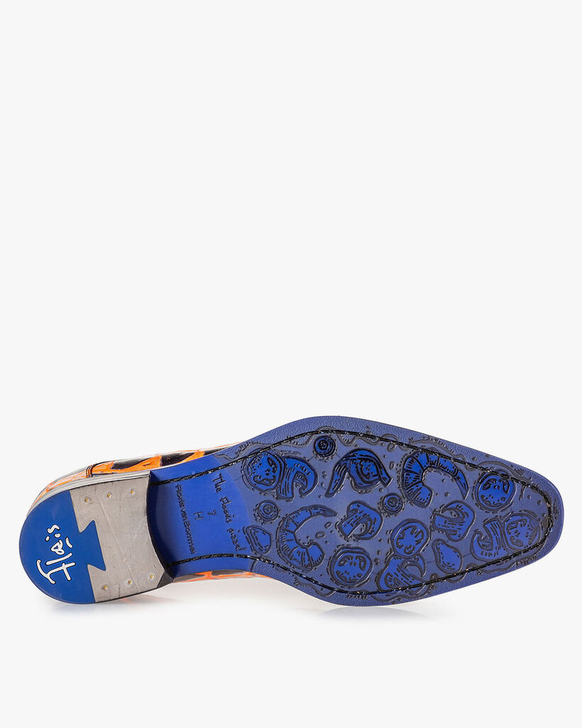 Schn&uuml;rschuh Krokoprint orange