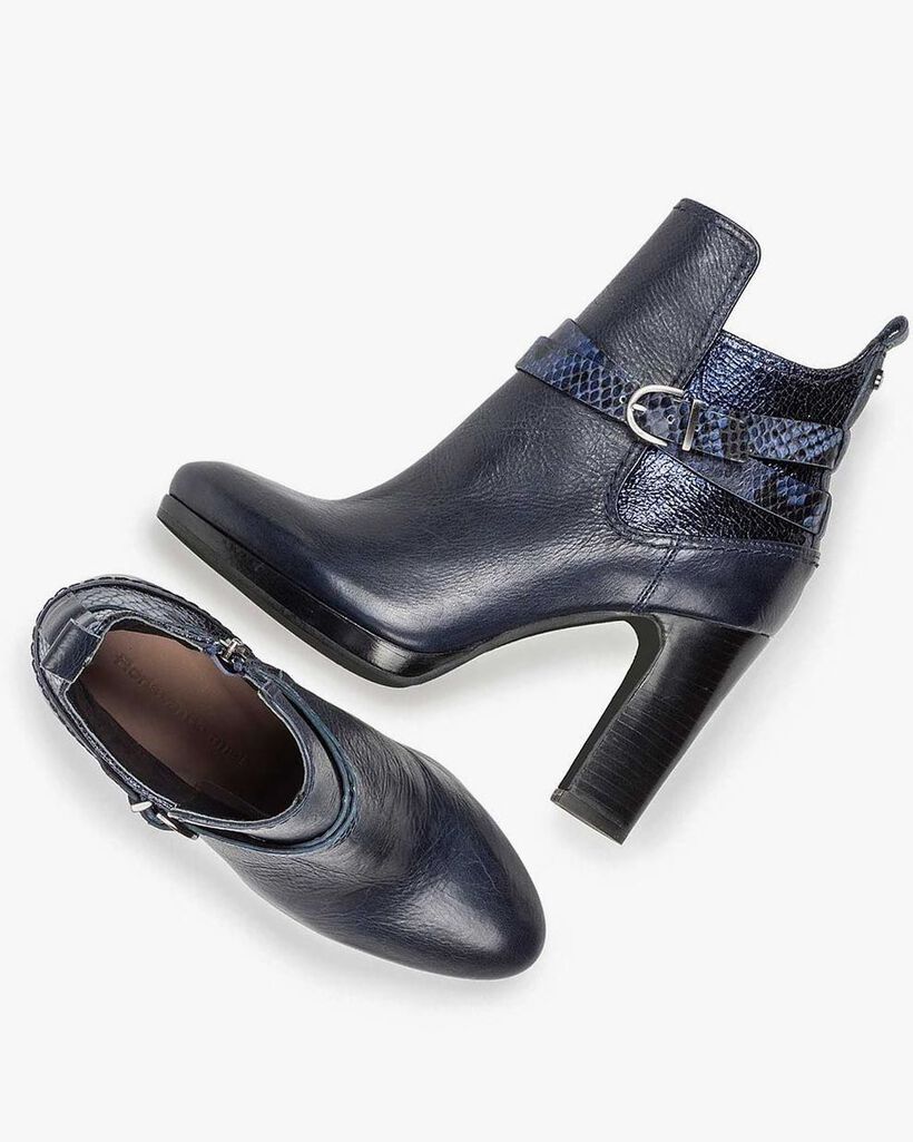 Blaue Kalbsleder-Stiefelette