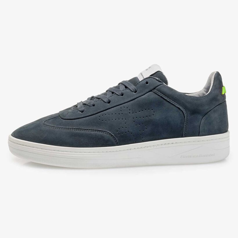 Blue nubuck leather sneaker