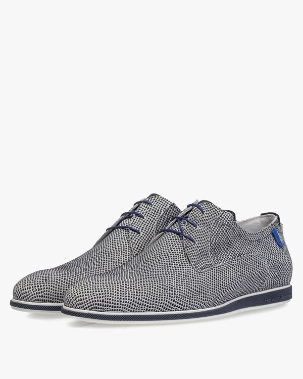 Lace shoe off-white suede leather