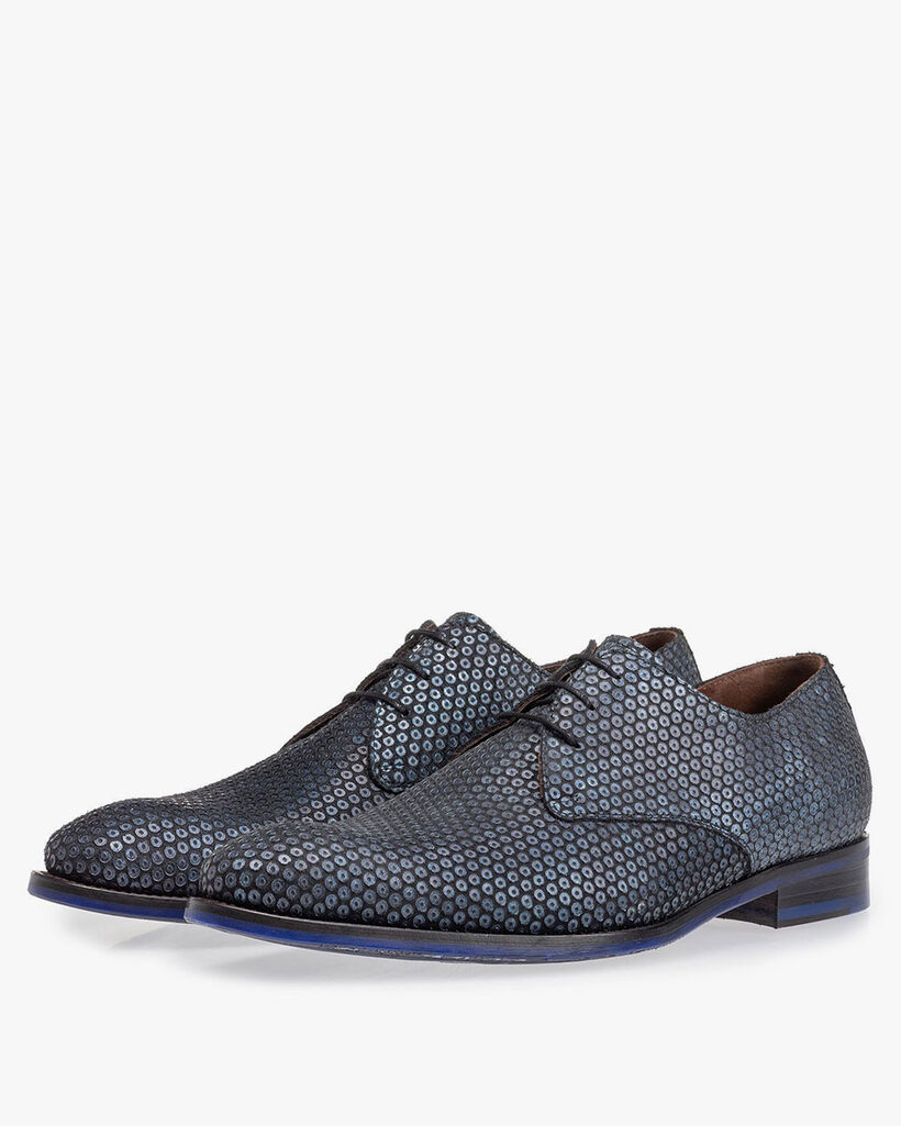 Schn&uuml;rschuh dunkelblau mit Print