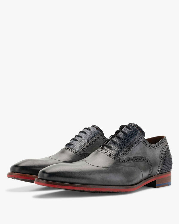Schn&uuml;rschuh Kalbsleder grau