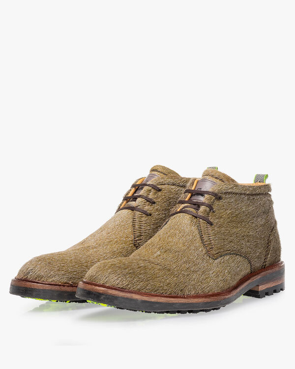 Schn&uuml;rstiefel Pony taupe