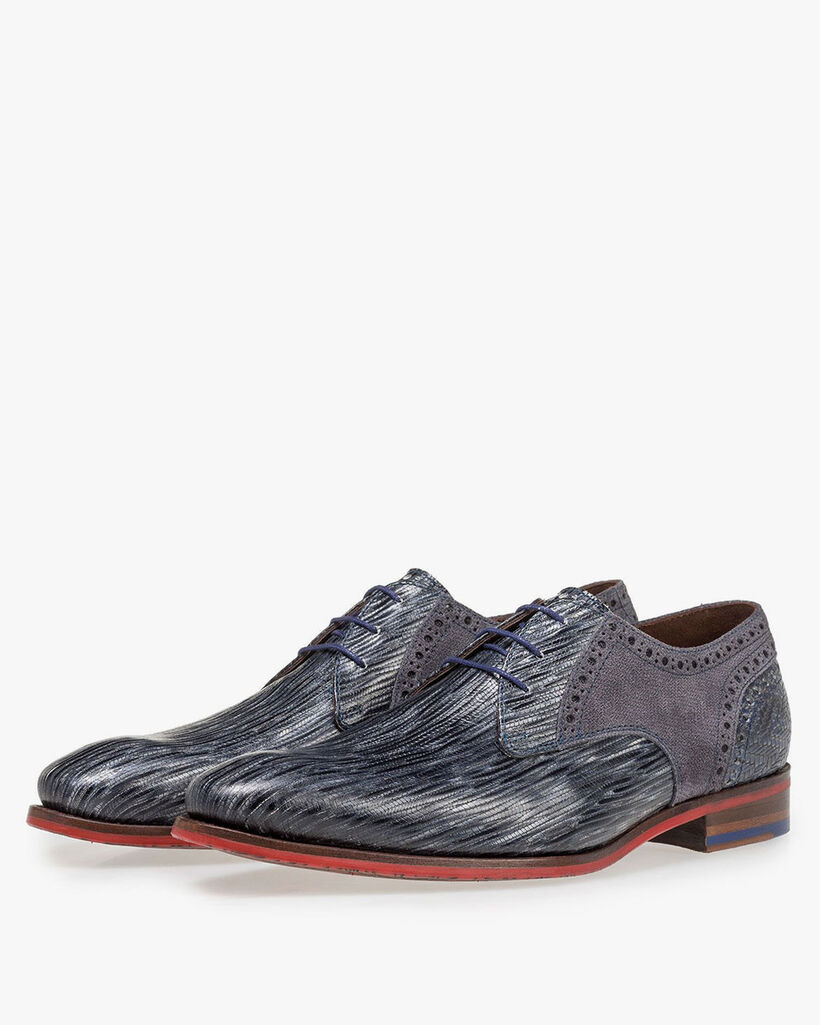 Grau-blauer Schn&uuml;rschuh mit Print