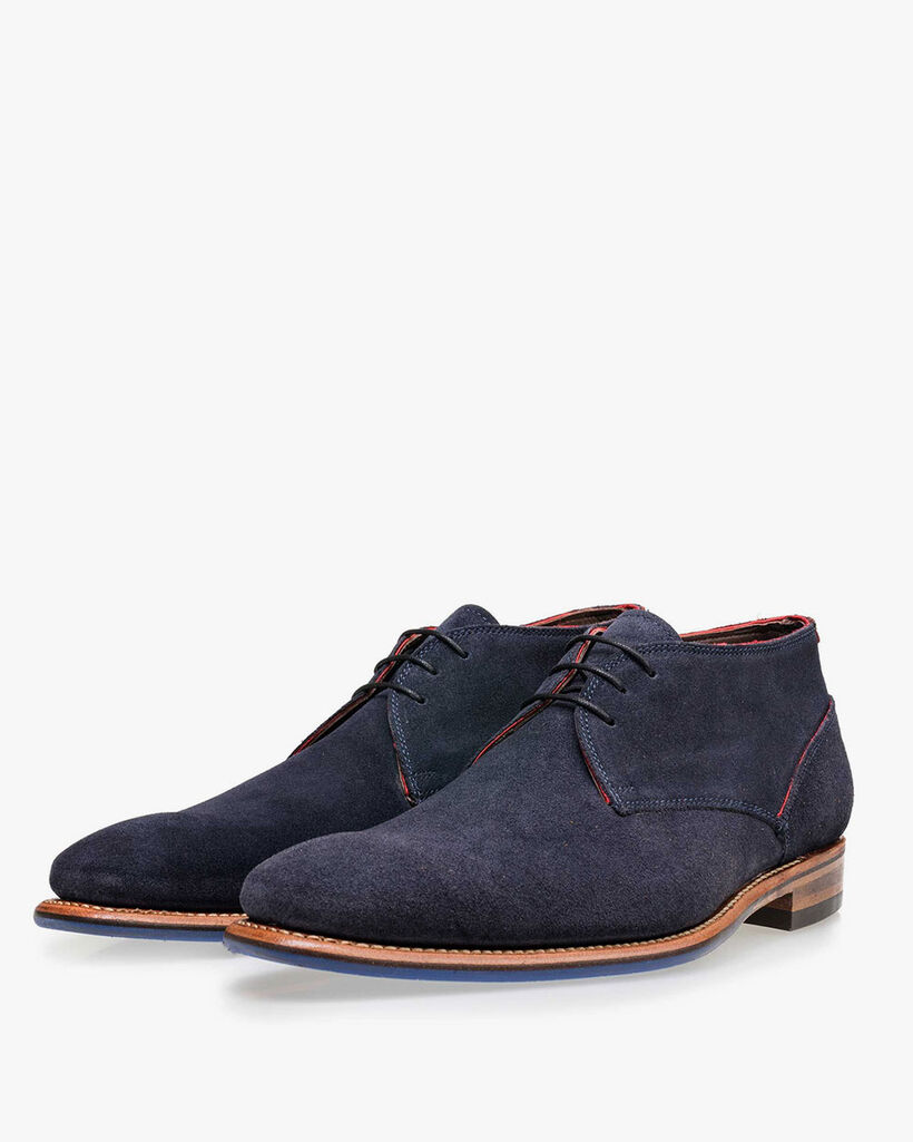 Schn&uuml;rstiefel Wildleder blau
