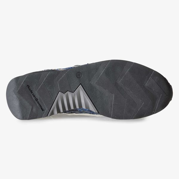Blue patent leather snake print sneaker
