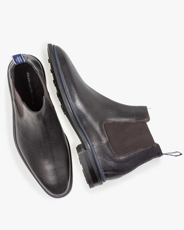 Black calf leather Chelsea boot with print