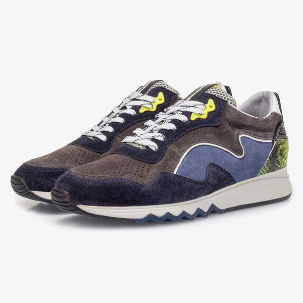 Gelb-blauer Wildleder-Sneaker
