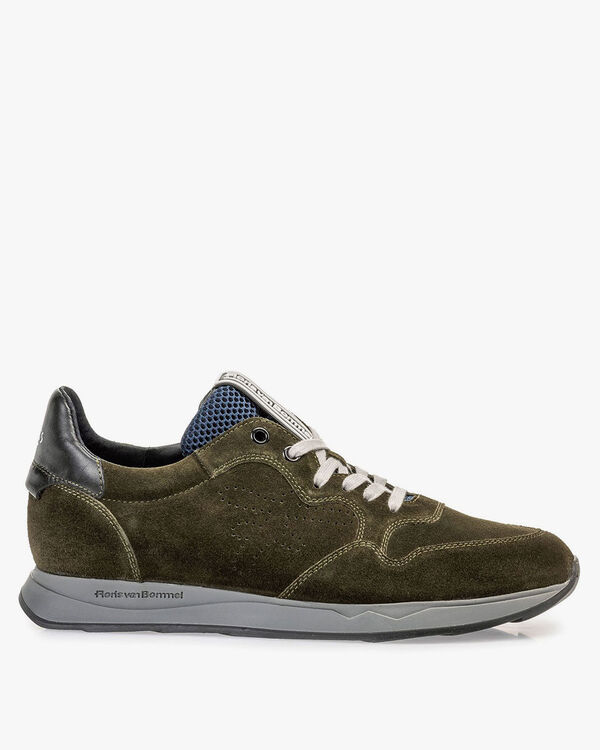 Wildleder-Sneaker dunkelgr&uuml;n