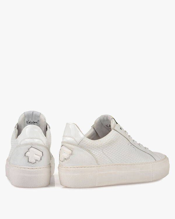 Sneaker mit Print Leder wei&szlig;
