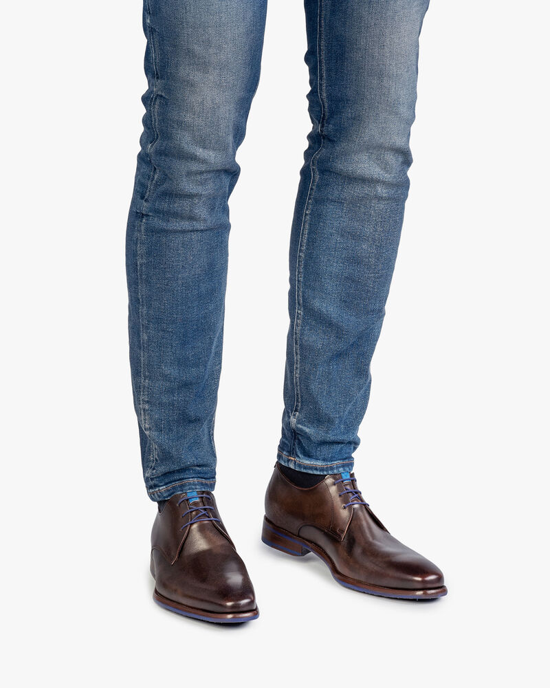 Schn&uuml;rschuh Kalbsleder dunkelbraun