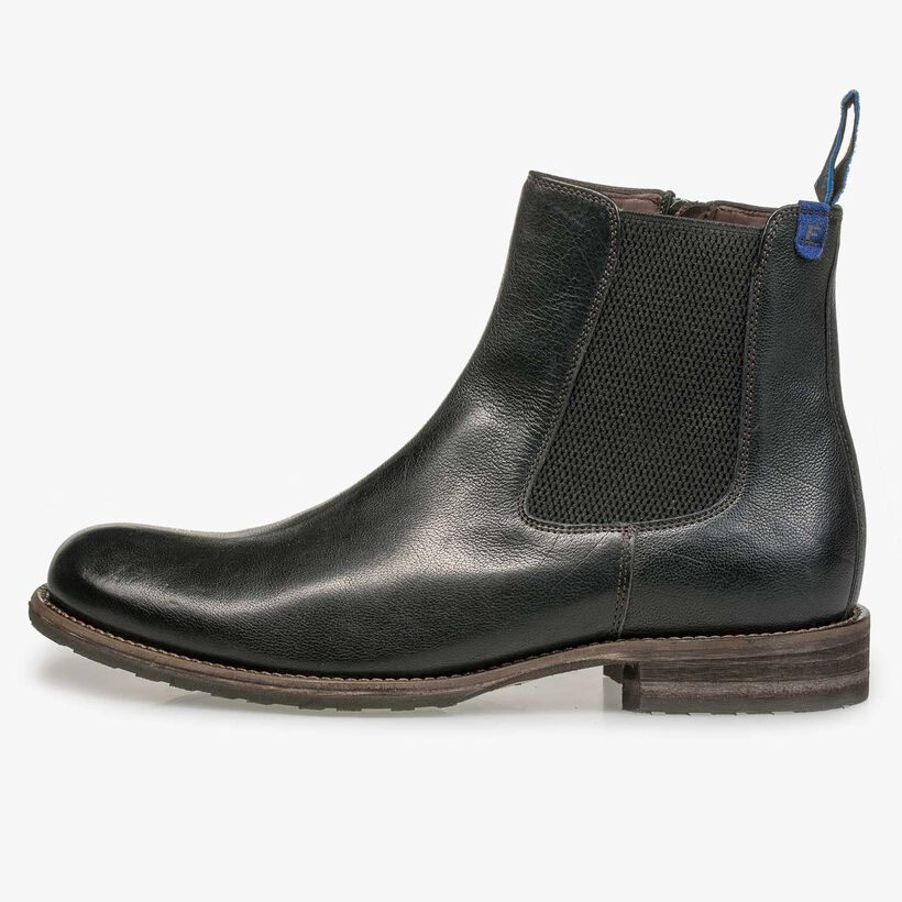 Wolle gef&uuml;tterter schwarzer Chelsea Boot aus Leder