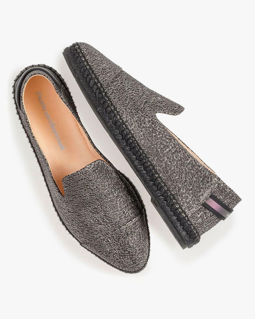 Schwarze Espadrilles Metallic-Print