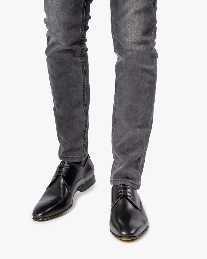 Schn&uuml;rschuh Kalbsleder schwarz