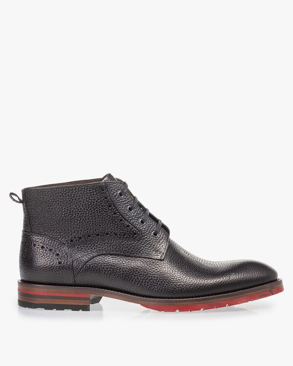 Schn&uuml;rstiefel Strukturleder schwarz