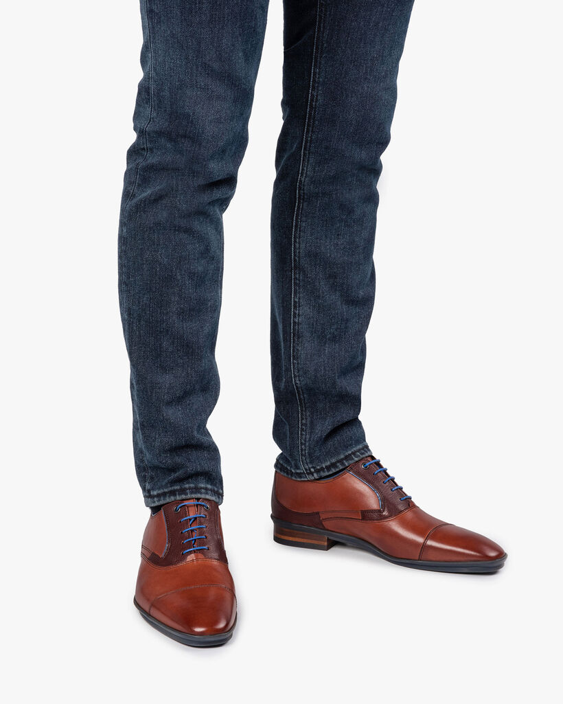 Schn&uuml;rschuh Kalbsleder cognac