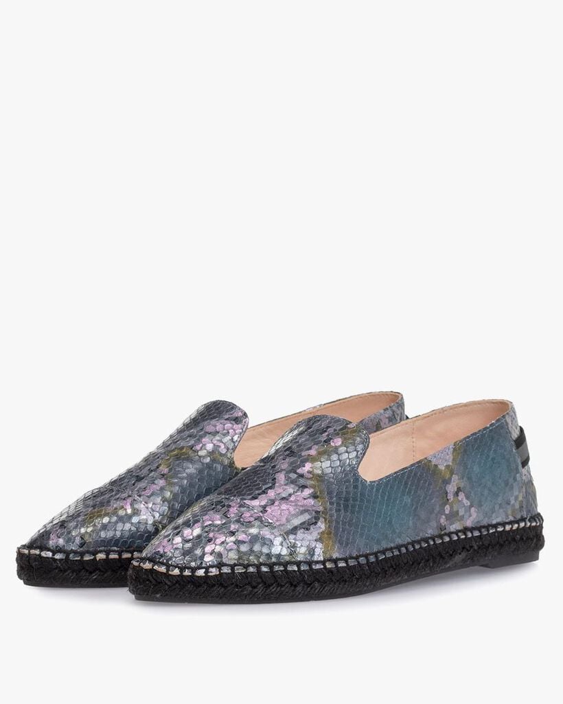 Espadrille Leder mit Print blau