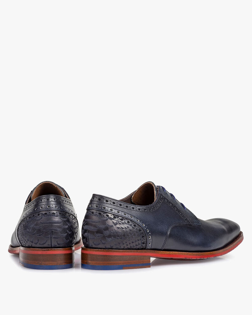 Schn&uuml;rschuh Kalbsleder blau