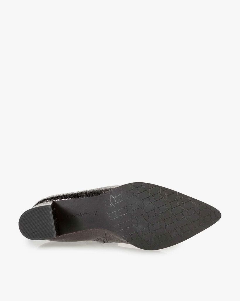 Dunkelgraue Stiefelette Metallic-Print