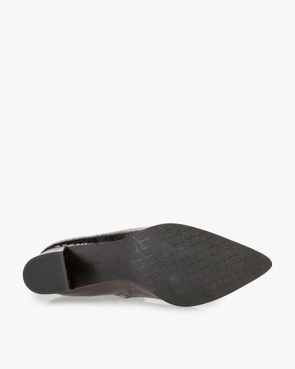 Dunkelgraue Stiefelette Metallic-Print