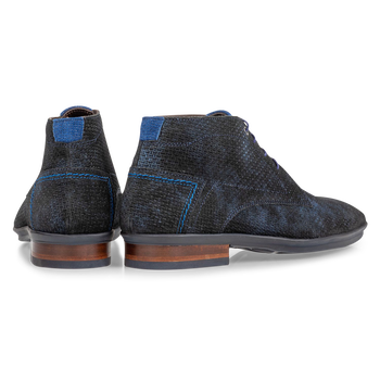 Schn&uuml;rstiefel blau mit Print