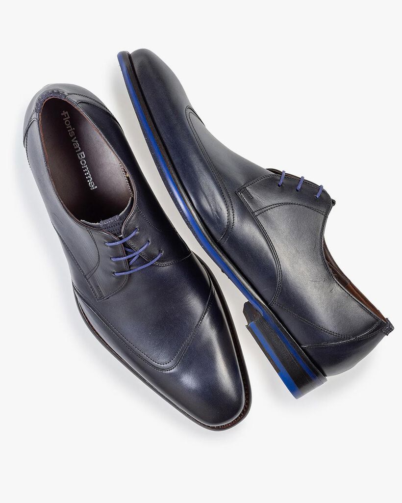 Schn&uuml;rschuh dunkelblau Kalbsleder