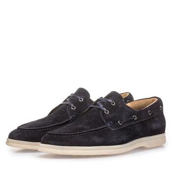 Dunkelblauer Wildleder-Bootsschuh