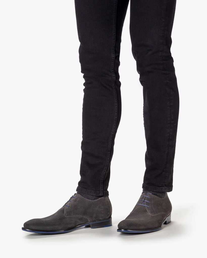 Schn&uuml;rschuh Wildleder dunkelgrau