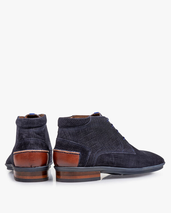 Boot printed suede leather blue