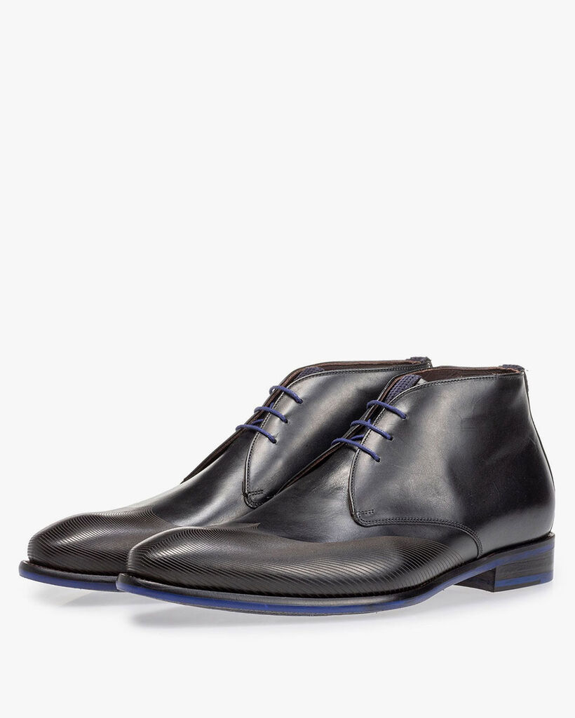 Schn&uuml;rstiefel schwarz Kalbsleder
