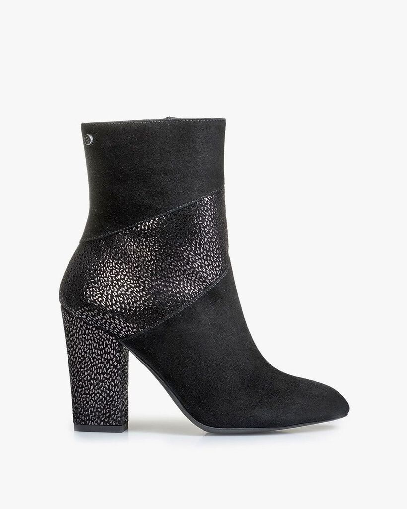 Schwarze Stiefelette mit Metallic-print