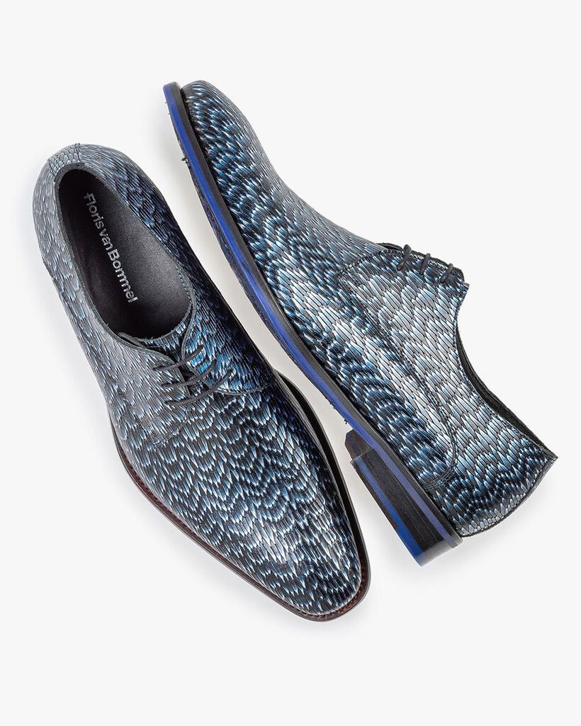 Schn&uuml;rschuh metallic blau