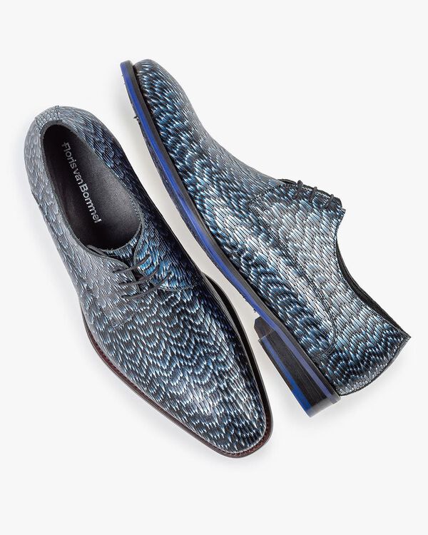 Schn&uuml;rschuh metallic blau
