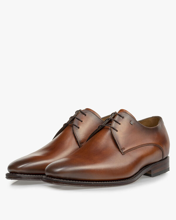 Schn&uuml;rschuh Kalbsleder cognac