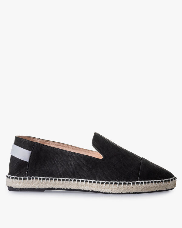 Espadrille Leder mit Print schwarz