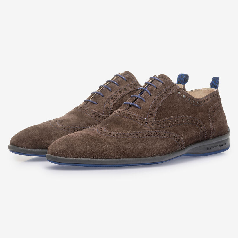 Brauner Wildleder-Schn&uuml;rschuh