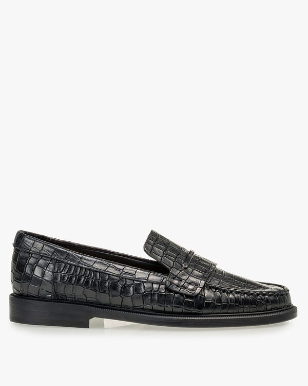 Loafer Reptilienprint schwarz