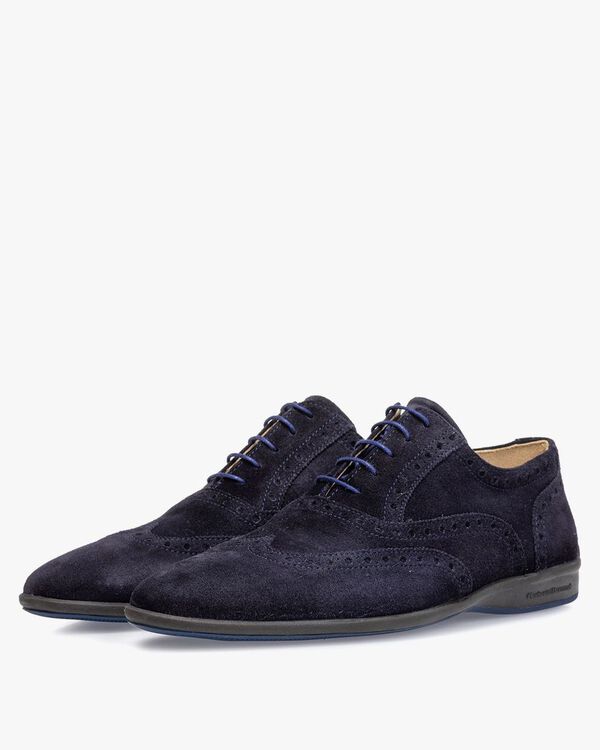 Schn&uuml;rschuh Wildleder blau