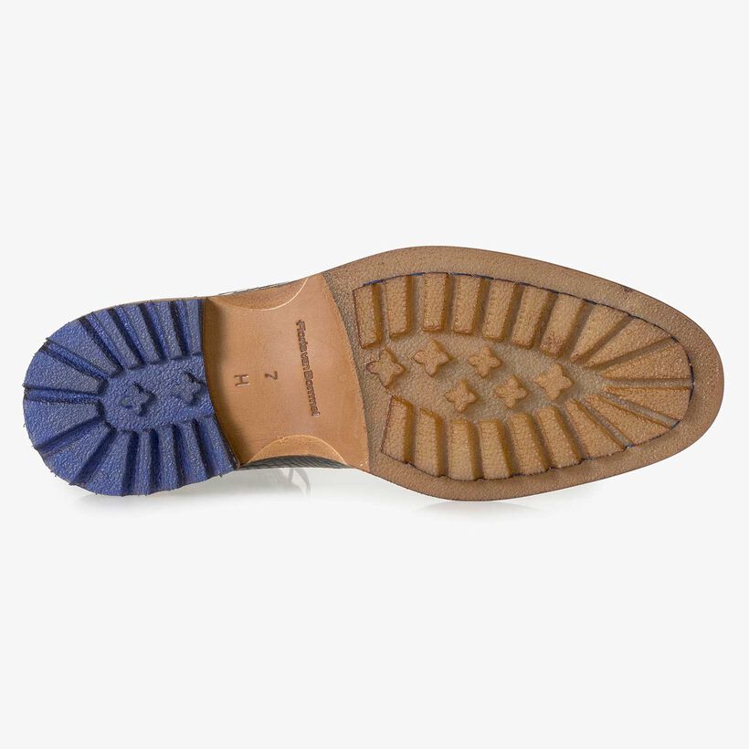 Schwarzer Leder-Schn&uuml;rstiefel mit Krokoprint