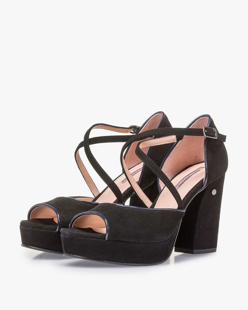 Schwarze Wildleder-Sandalette