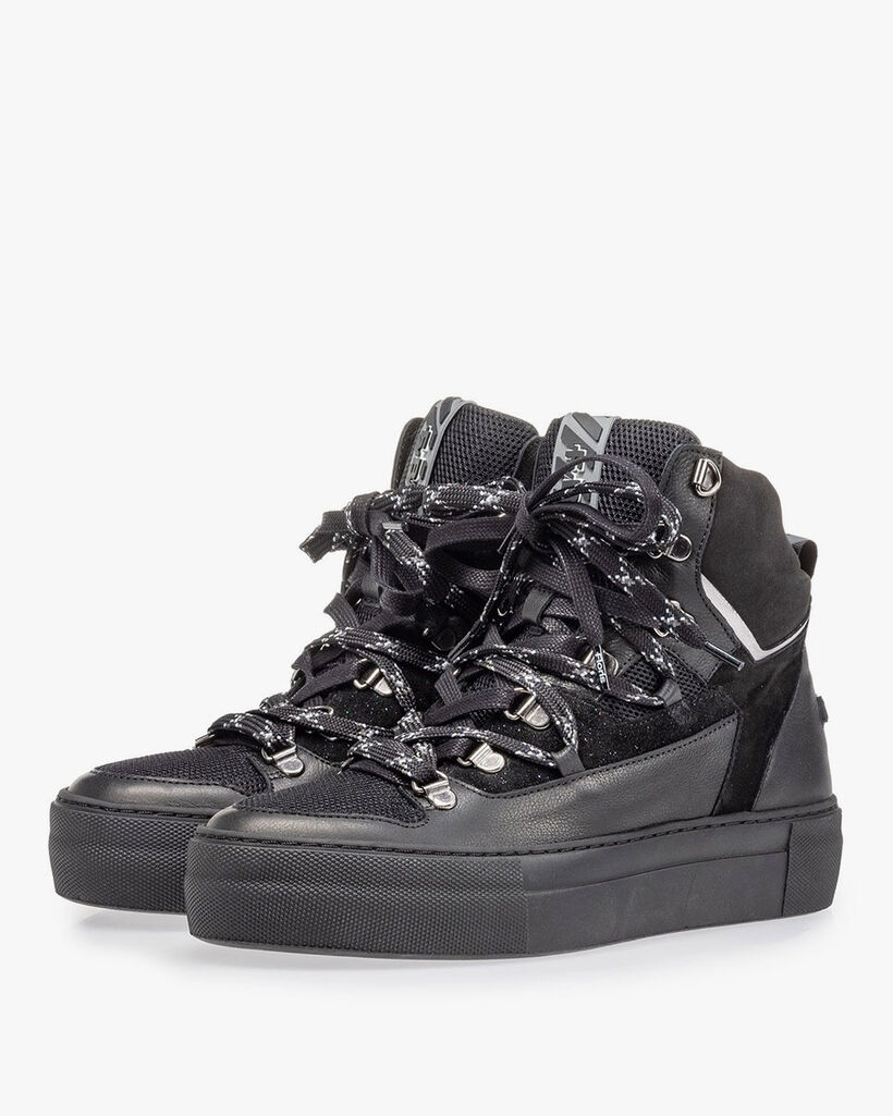Halbhoher Sneaker schwarz Leder