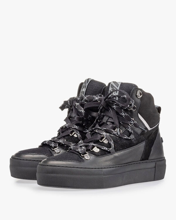 Halbhoher Sneaker schwarz Leder