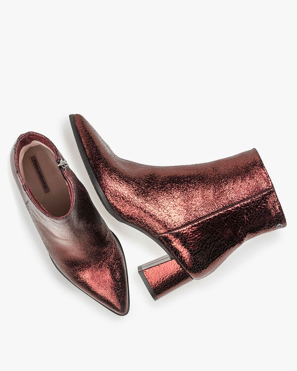 Burgundy red leather ankle boots