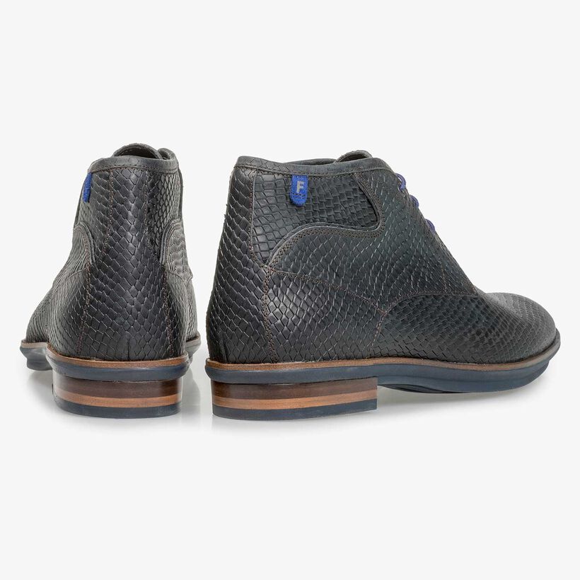 Schwarzer Leder-Schn&uuml;rschuh mit Schlangenprint
