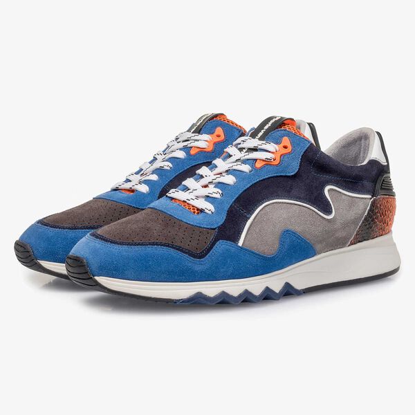 Blau-oranger Wildleder-Sneaker
