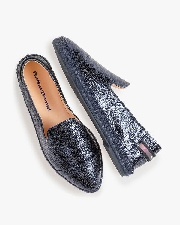Dunkelblaue Espadrilles Metallic-Print