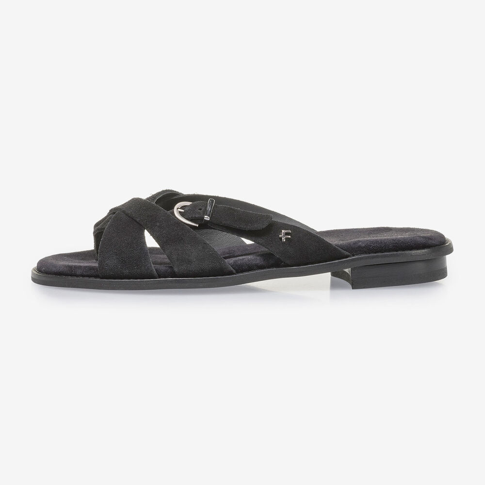 Schwarzer Wildleder-Slipper