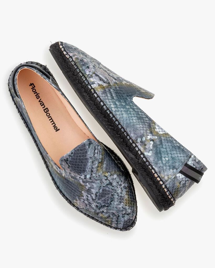 Espadrille Leder mit Print blau